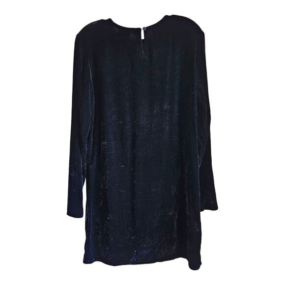 EILEEN FISHER Women's M Velvet Tunic Top Black Rayon & Silk Long Sleeve Gothic - Picture 6 of 6